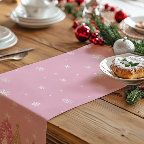 Christmas Table Runner 13x72 Inch, Red Winter Holiday Decor S612
