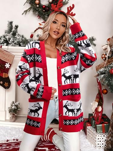 Funny Christmas Cardigan for Women Open Front Knit Coat U698