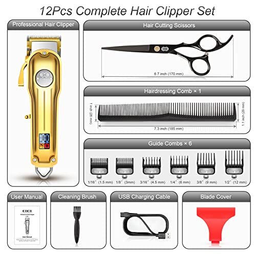 Cordless Hair Clippers for Men with LCD Display, 12-Piece Hair Beard Grooming Kit L428450