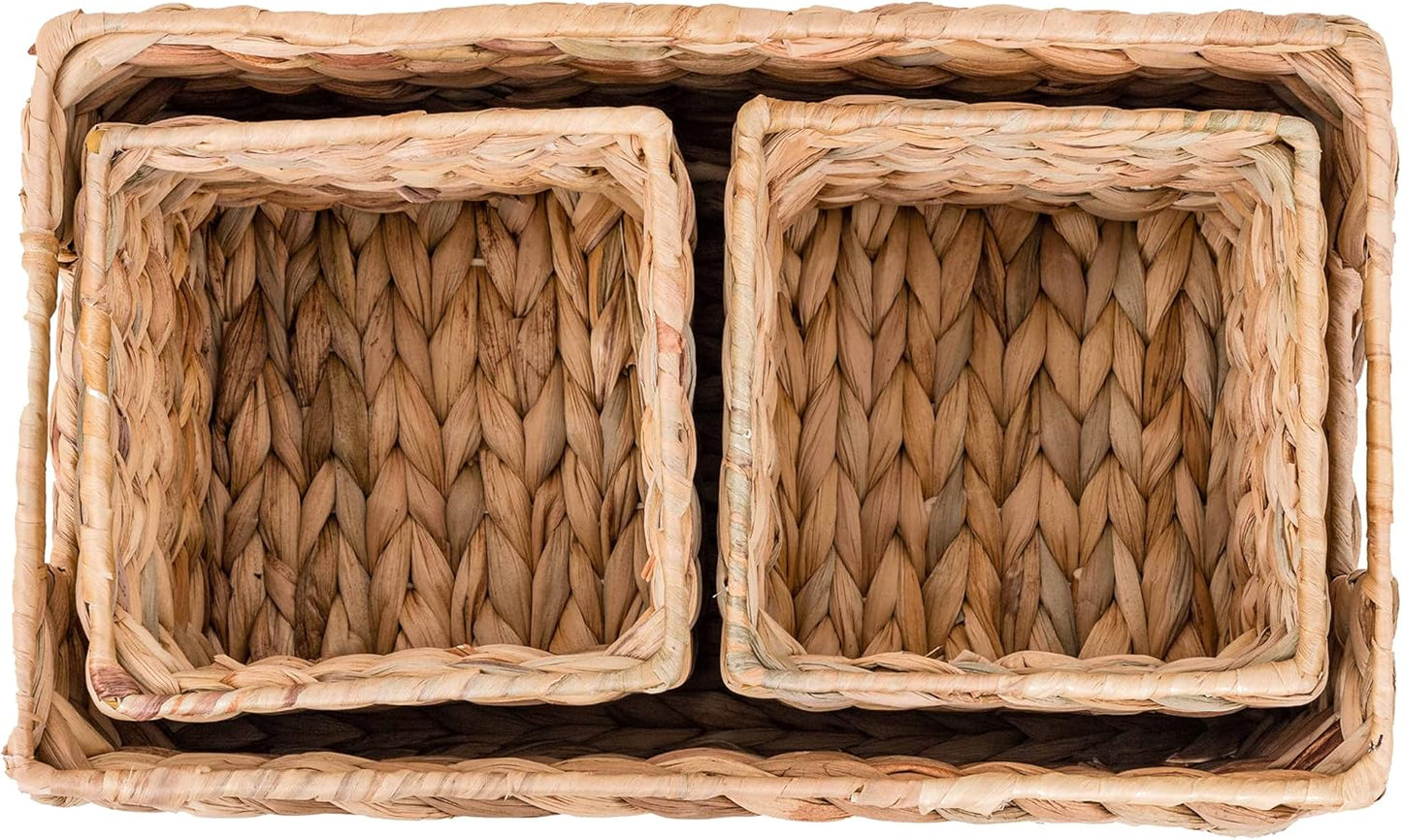 Woven Water Hyacinth Storage Basket Set of 3 H5381