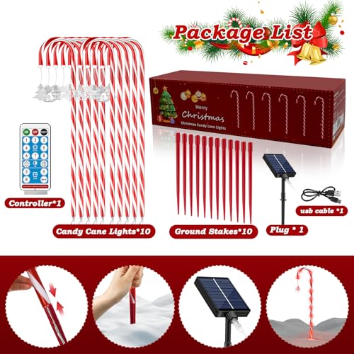 Solar Christmas Candy Cane Lights Outdoor, 20 Pack 110 LED, 8 Modes G703703
