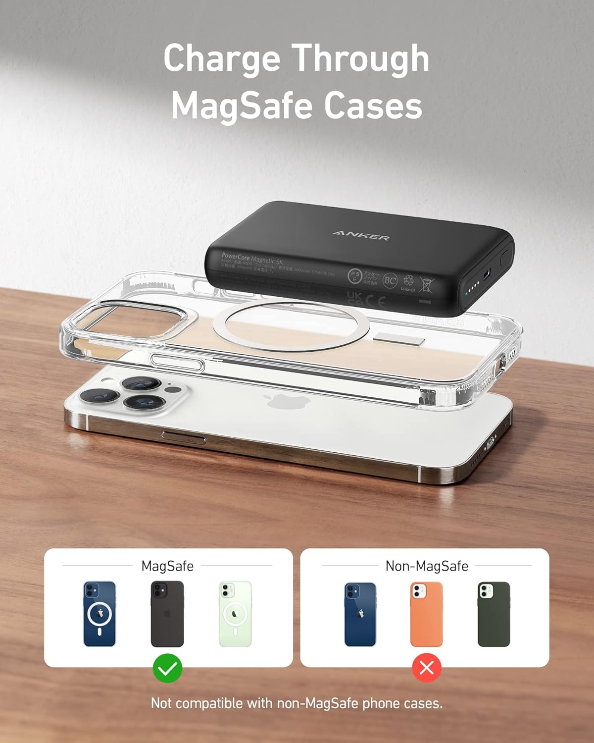 Magnetic Wireless Portable Charger 5000mAh with USB-C Cable E270965