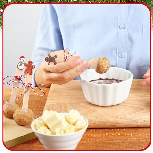 100 Set Christmas Wooden Spoons for Hot Cocoa, Chocolate, and Baking A7471