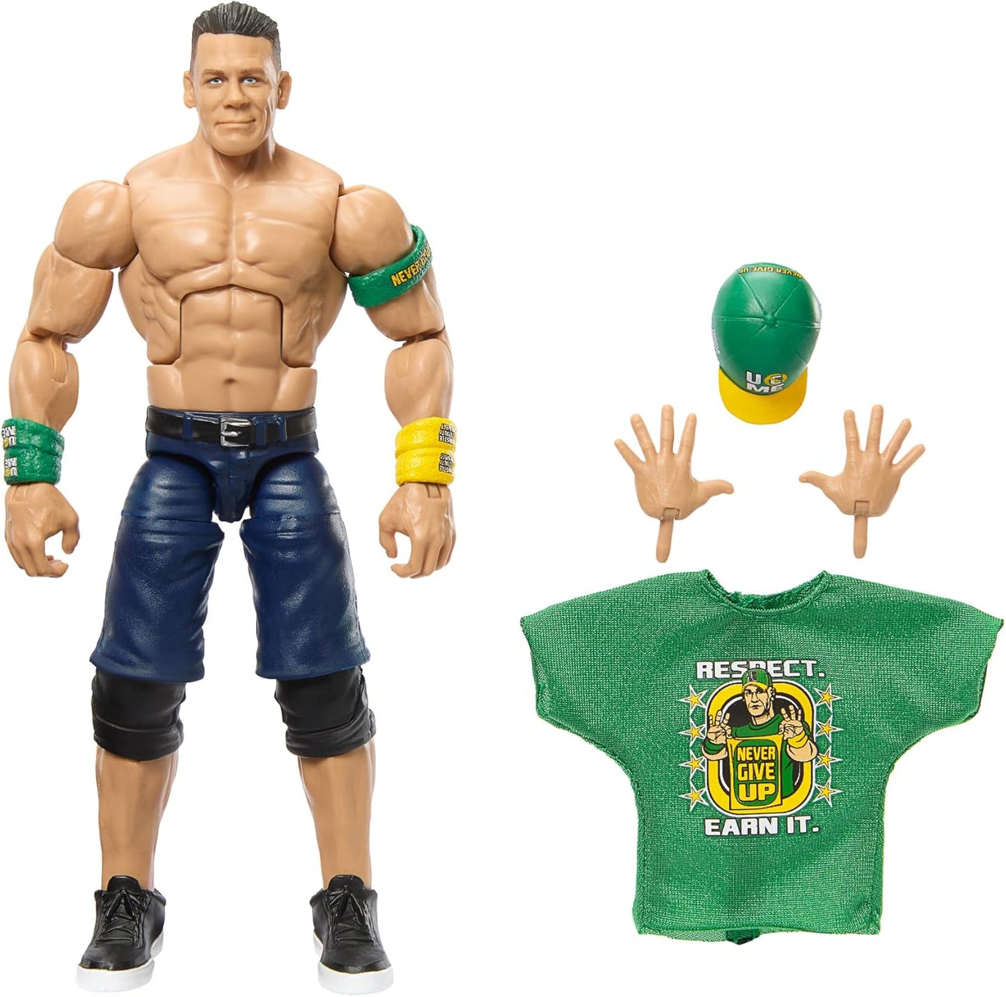 Mattel WWE Top Picks Elite Action Figure & Accessories Set, John Cena 6-inch Collectible with Swappable Hands, Ring Gear & 25 Articulation Points