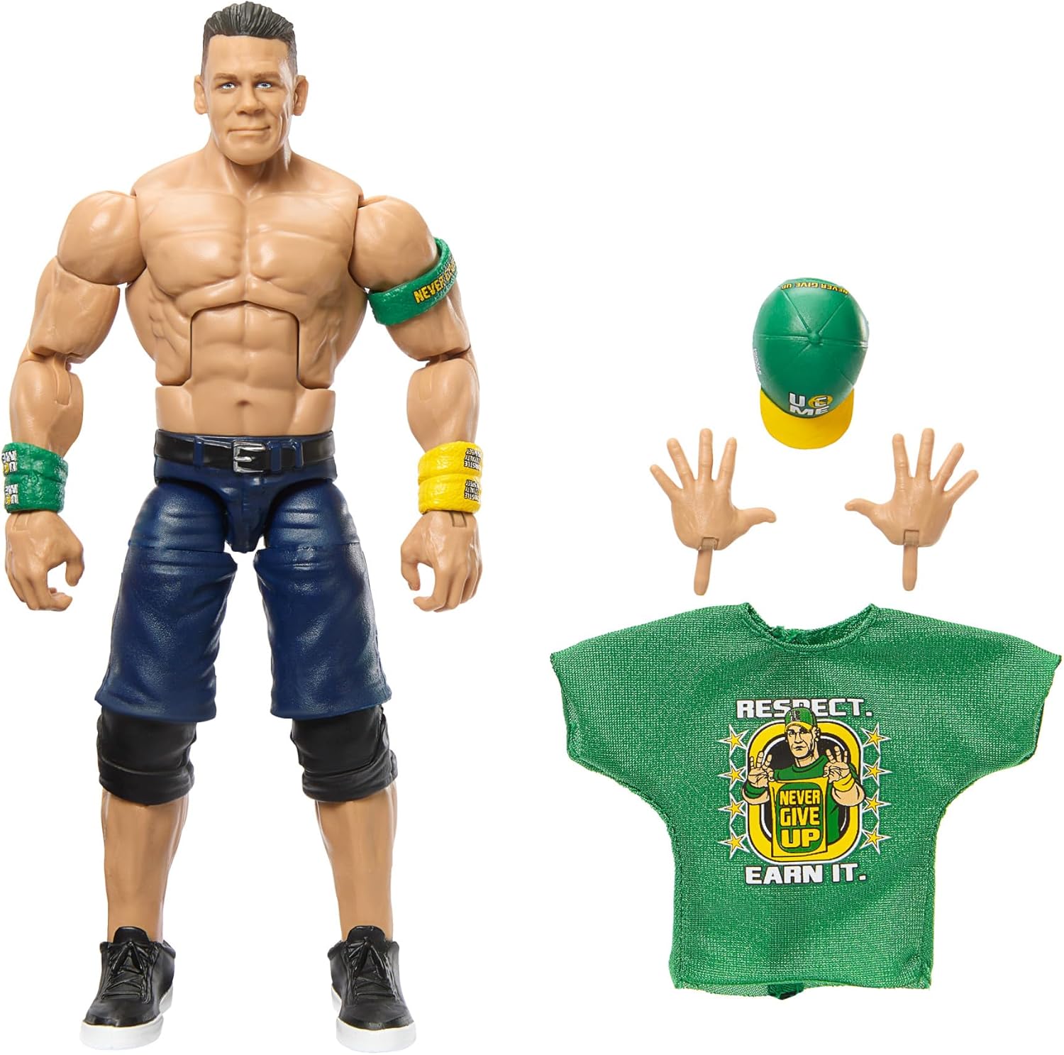 Mattel WWE Top Picks Elite Action Figure & Accessories Set, John Cena 6-inch Collectible with Swappable Hands, Ring Gear & 25 Articulation Points