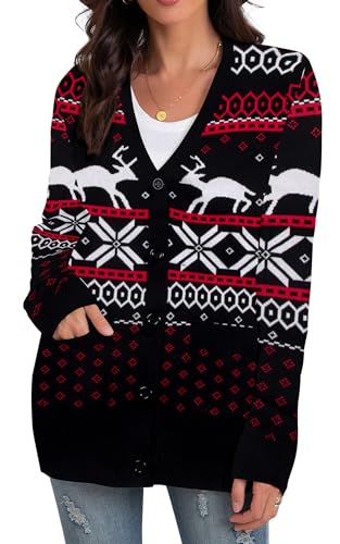 Funny Christmas Cardigan for Women Open Front Knit Coat U698