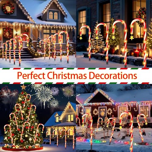 Outdoor Solar Christmas Decorations, 180 LED Candy Cane Lights, 8 Modes, Waterproof M23825
