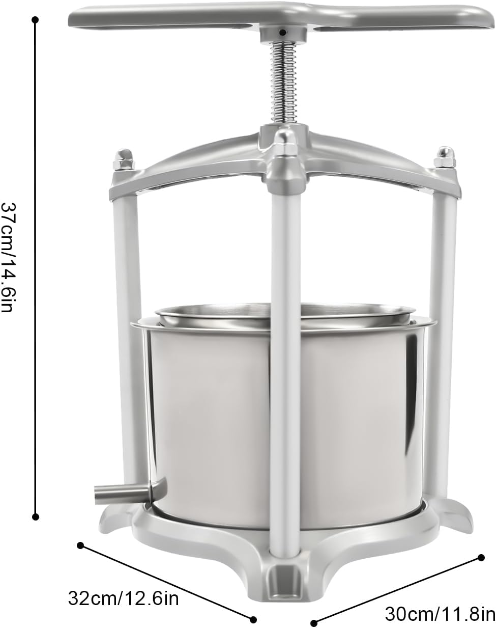 Fruit Wine Press Manual Stainless Steel with T-Handle X16717