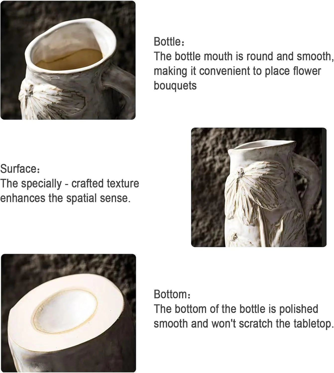 White Ceramic Vase with Handle S888693