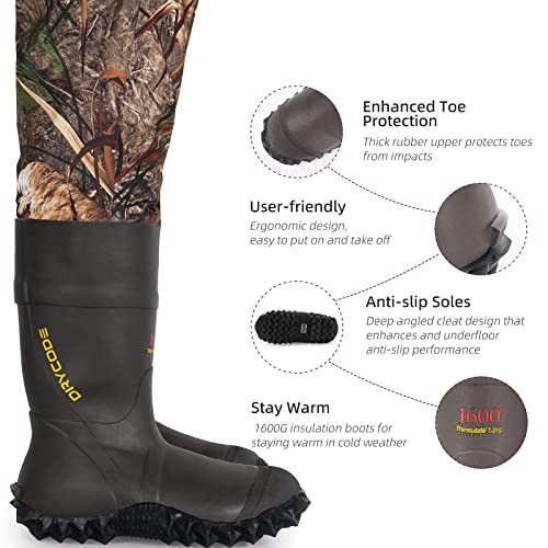 Waterproof Fleece-Lined Chest Waders for Men with Insulated Boots W48180