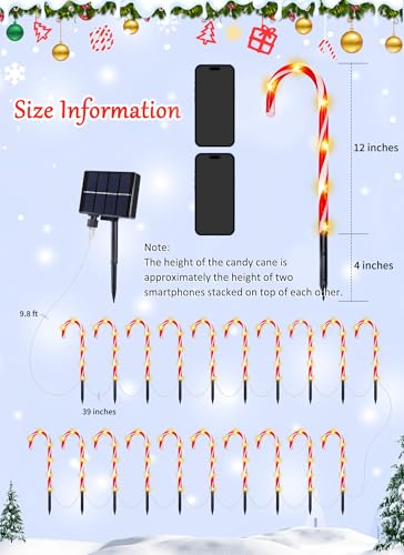 Solar Candy Cane Lights Outdoor Pathway, 8 Modes LED Christmas Decorations G8051