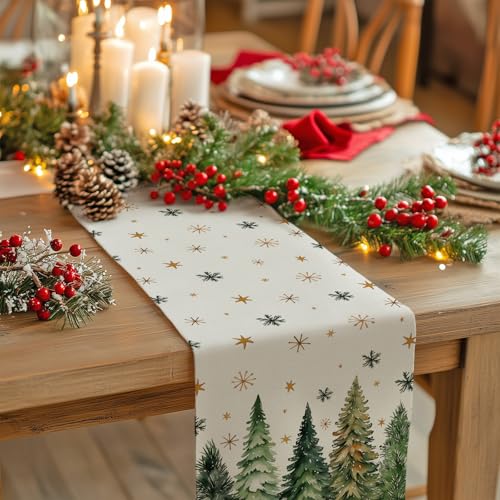 Christmas Table Runner 13x72 Inch, Red Winter Holiday Decor S612