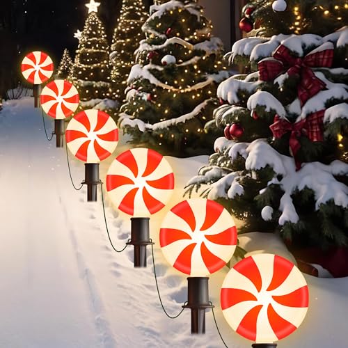 Unicorn Christmas Lollipop Pathway Lights, 10 LED Peppermint String Lights with Stakes M138626