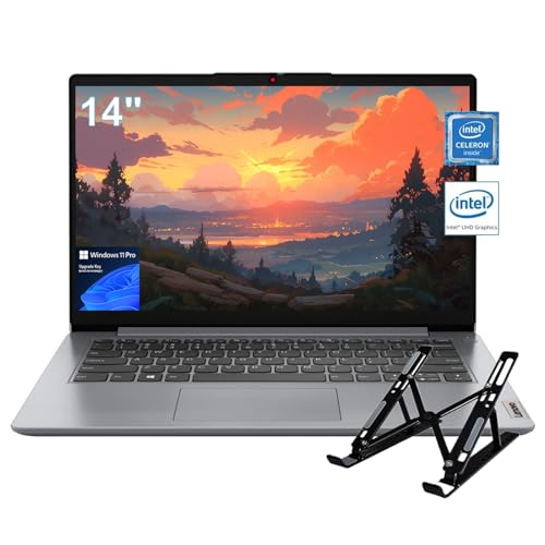 Lenovo IdeaPad 1 Business Laptop - 14" HD Display, Intel Celeron N4020, 4GB RAM, 192GB Storage(128GB eMMC + 64GB SD Card), ‎Intel UHD Graphics, Wi-Fi 6, Windows 11 Pro, with Laptop Stand