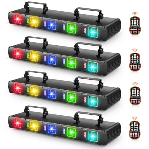 Stage Laser Light, 5 Beam Sound Activated DJ Party Lights with Remote Control O445463