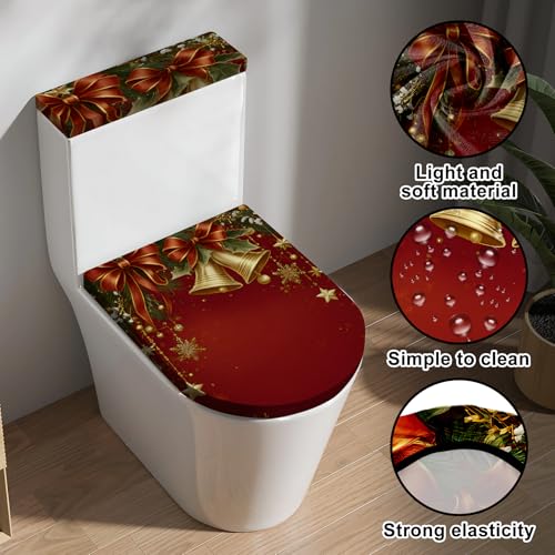 Christmas Toilet Lid Cover, Washable Bathroom Accessory O828