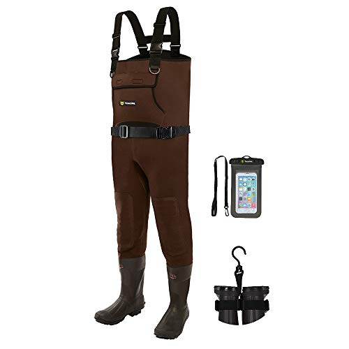 TIDEWE Neoprene Waders, Cleated Bootfoot Men Chest Waders, Waterproof Fishing & Hunting Neoprene Chest Waders