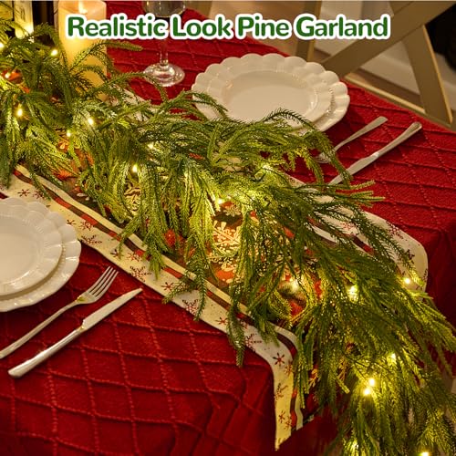 Prelit Norfolk Pine Garland with Lights for Mantle, 9FT U368983