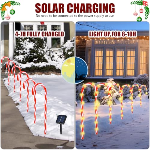 Candy Cane Solar Pathway Lights, 21" Outdoor Christmas Yard Decor B370