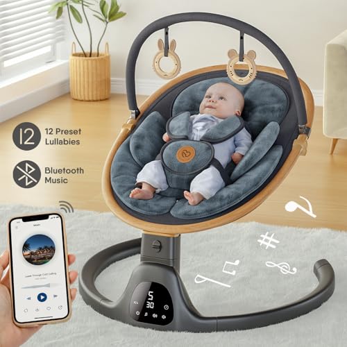 Baby Swing for Infants with Music, Remote Control, 3 Seat Positions Q6848