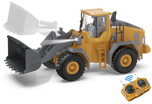 Remote Control Excavator Construction Toy for Boys, 11CH with Metal Shovel and Lights N4221