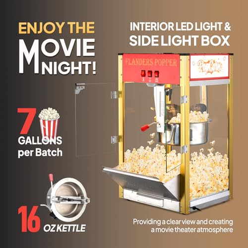 Red Countertop Popcorn Maker with 16-Ounce Kettle R268766