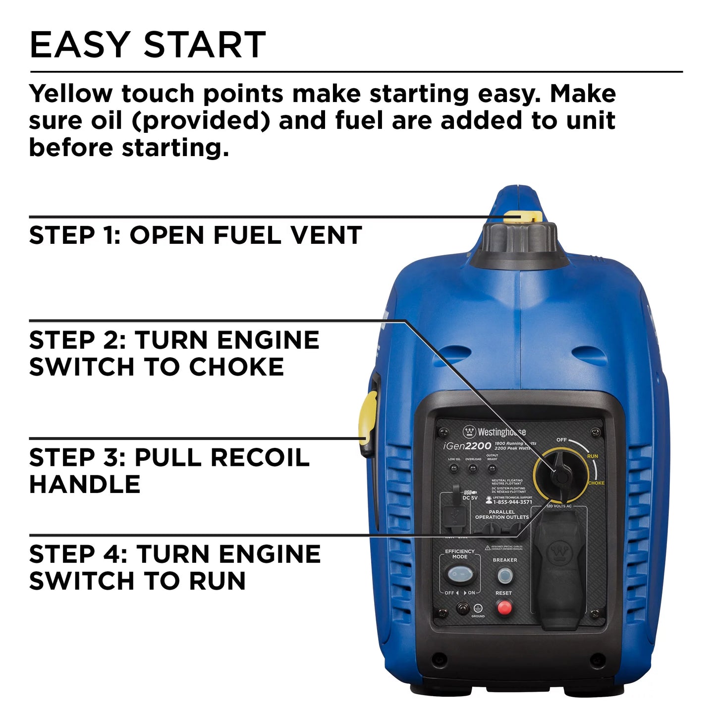 Portable Gas Inverter Generator 2200 Peak Watt K847