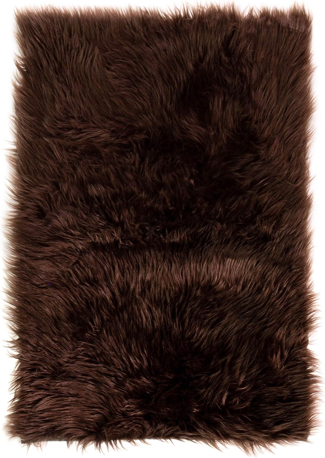 Faux Sheepskin Area Rug, Dark Brown 5 x 7 Feet O228