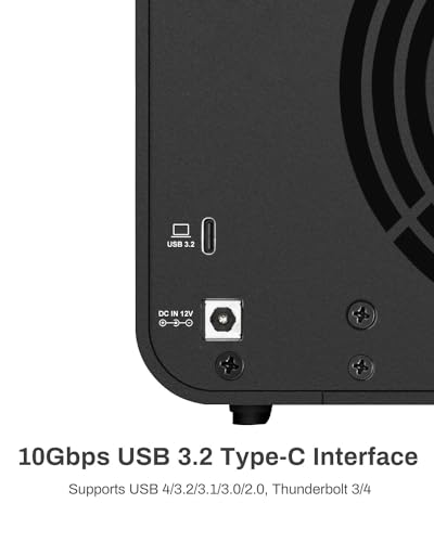 4-Bay USB 3.2 Gen2 Type-C External Hard Drive Enclosure, Hot Swappable, Diskless O583