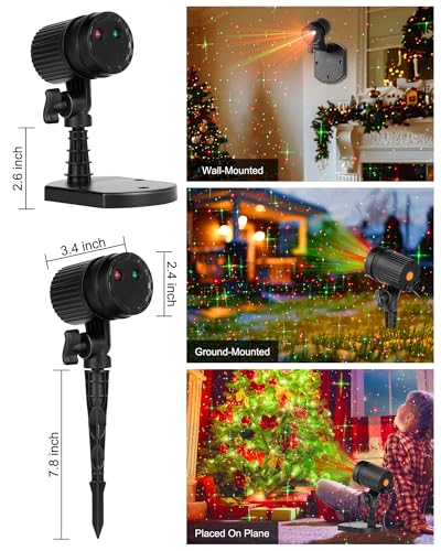 Christmas Projector Lights Outdoor Red Green Starry Waterproof Plug in T272869