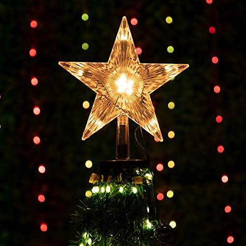Christmas Tree Topper Star Lighted 3D Pentagram with 10 Bulbs Plug In G721