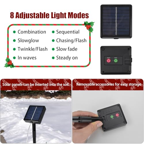 Candy Cane Solar Pathway Lights, 21" Outdoor Christmas Yard Decor B370