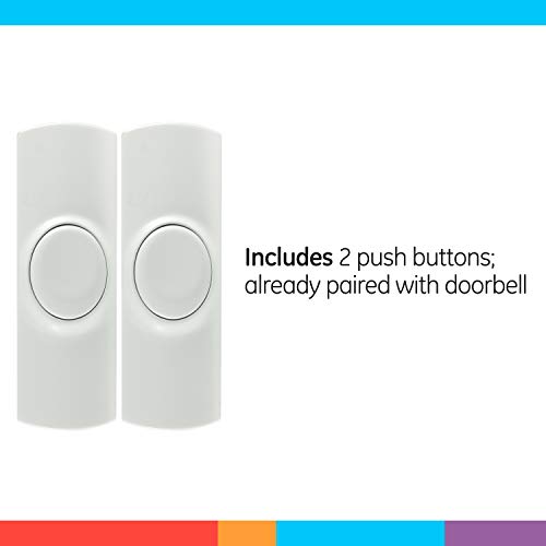 Wireless Doorbell Kit with 2 Push Buttons, 8 Melodies, 4 Volume Levels, 150 Ft Range, White O89759