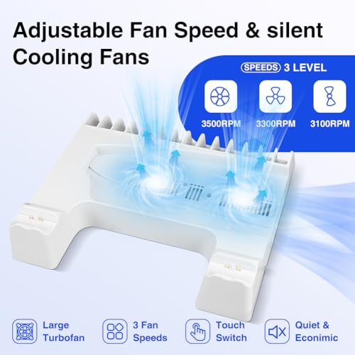 PS5 Slim Stand with Cooling Fan and Controller Charging Station, White T935