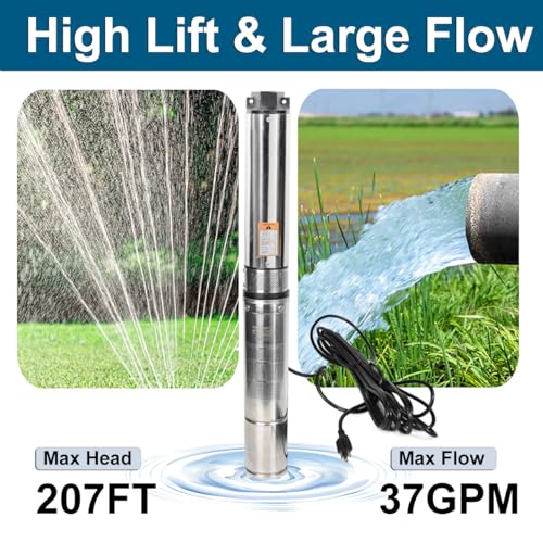 Deep Well Submersible Pump, 1 HP, 115V, Stainless Steel K24607
