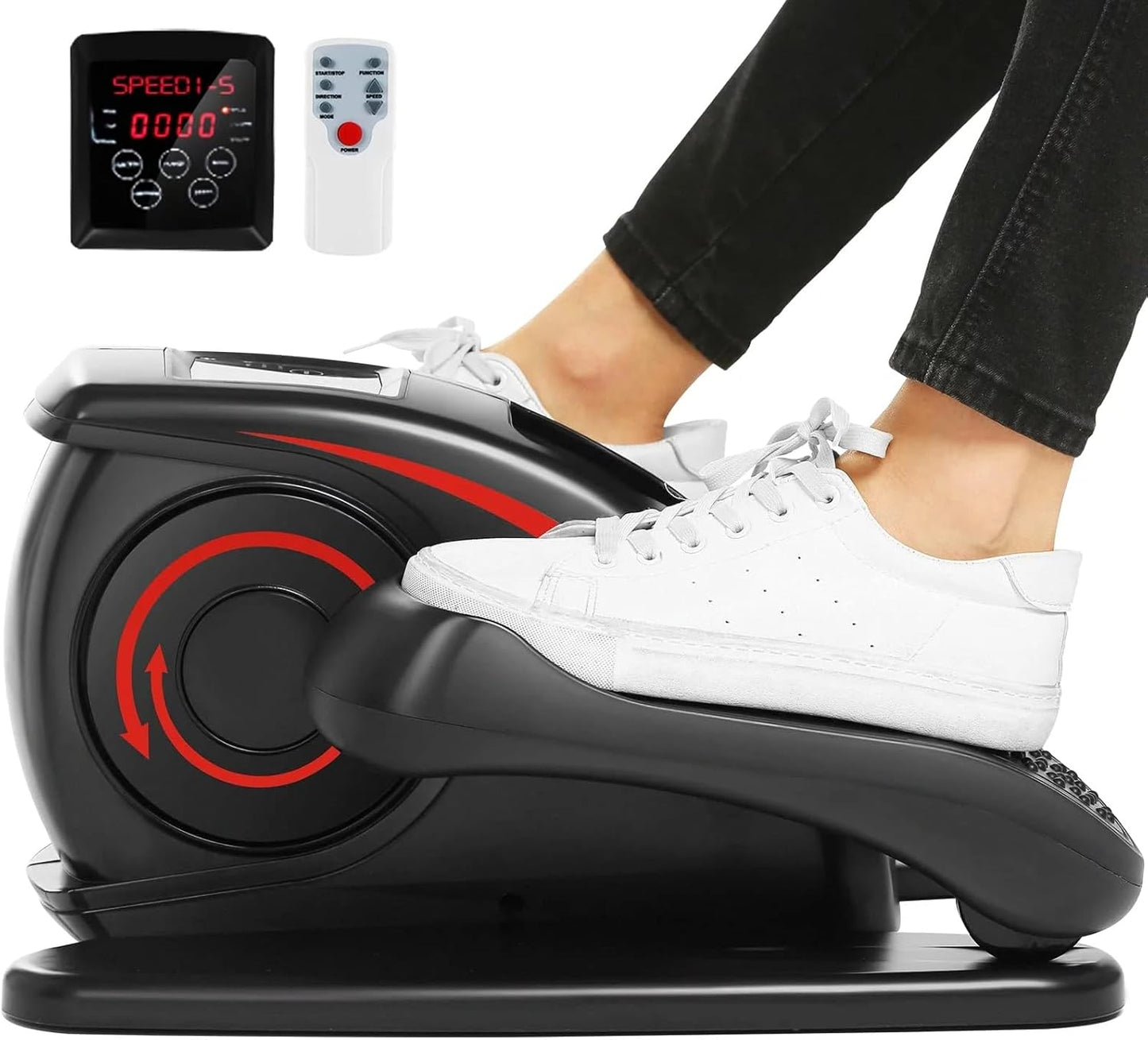 ANCHEER Under Desk Elliptical Machine Electric Seated Pedal Exerciser, Quiet & Compact Mini Elliptical Trainer with LCD Display Monitor and Remote Control, Home Office Leg Exerciser for Seniors,Adult