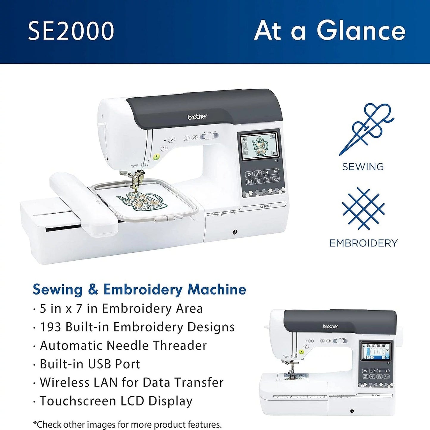Sewing and Embroidery Machine with Deluxe Bundle V68981