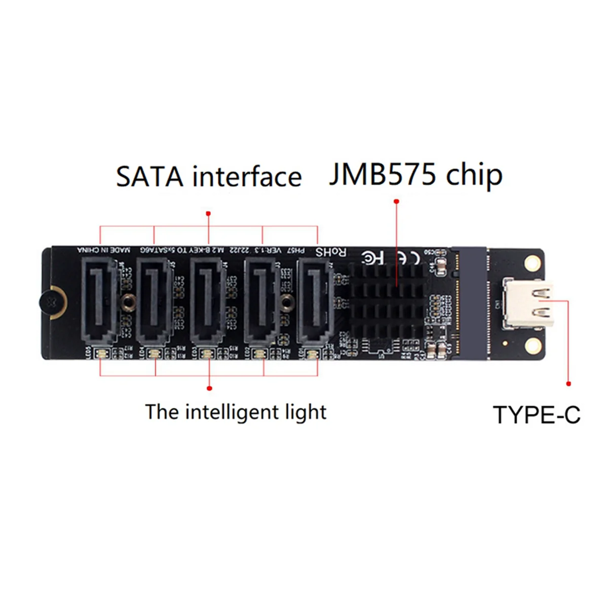 USB-C to SATA 5-Port Adapter Card for SSD HDD Expansion N148