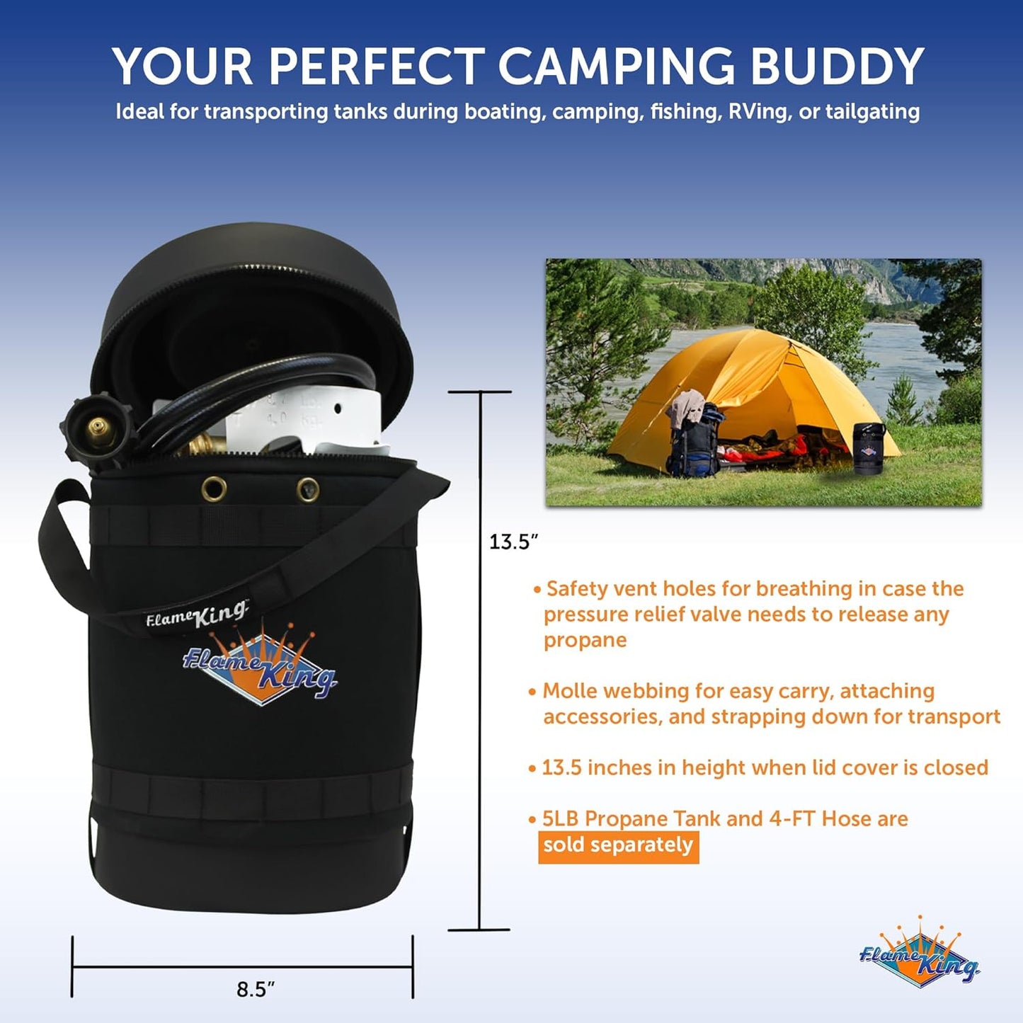 Insulated Protective Carry Case for 5LB Propane Tank, Black O79403