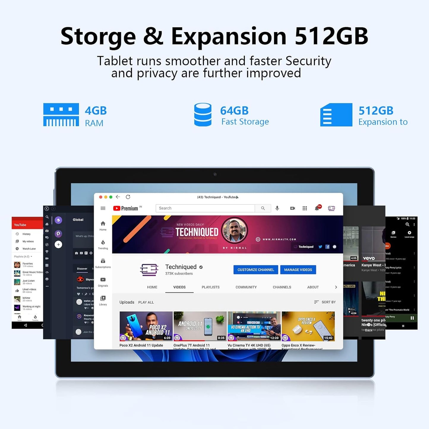 10 Inch Tablet with Keyboard, 64GB Storage, 4GB RAM F372
