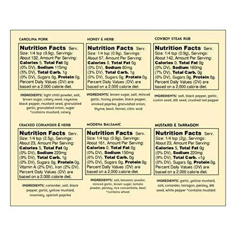 Grill Seasoning 6 Pack for Steak, Poultry, Pork & Vegetables Y463