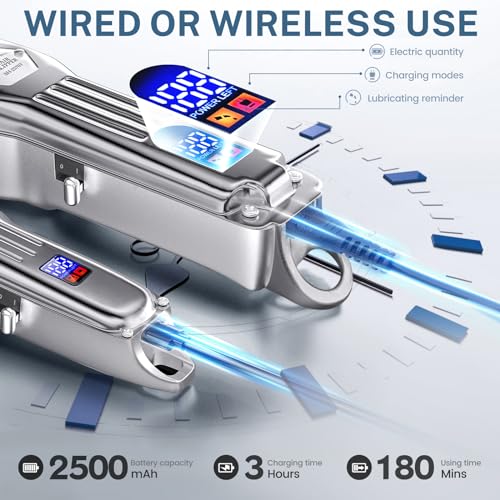 Professional Cordless Hair Clippers for Men with LCD Display Trimmer Set O864