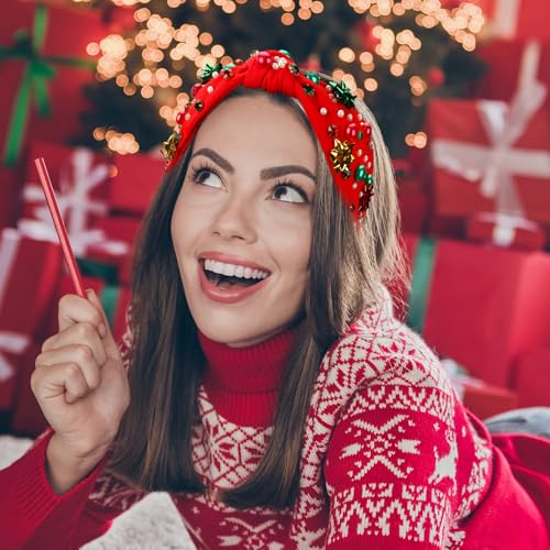 Christmas Pearl Rhinestone Headband for Women Holiday Party Hair Accessory T16873