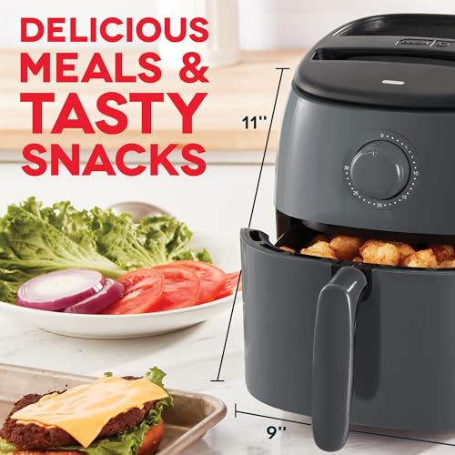 Electric Air Fryer Oven, 2.6 Qt., Grey, Compact, Auto Shut Off, 1000-Watt L764