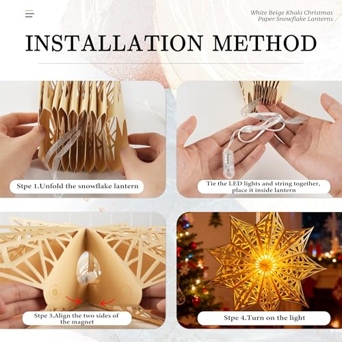 Christmas Paper Snowflake Lanterns with LED Lights for Holiday Party Decor Q23741