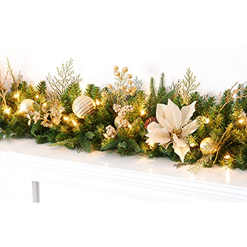 Pre-lit Christmas Garland 9ft with 50 LED Lights, Battery Operated I824