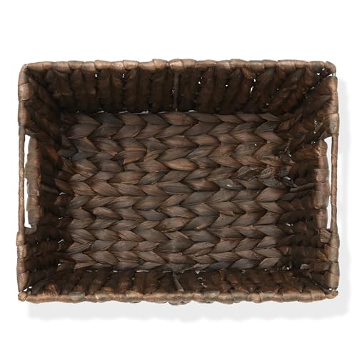 Water Hyacinth Storage Baskets with Handles, Woven Rectangular Bins for Shelves and Laundry X3204
