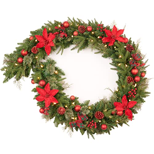 Pre-lit Christmas Garland 9ft with 50 LED Lights, Battery Operated I824