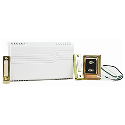 Newhouse Hardware Two Note Wired Door Bell Chime Kit w/Transformer & Surface Mount Lighted Push Button, 16VAC/10 VA, White
