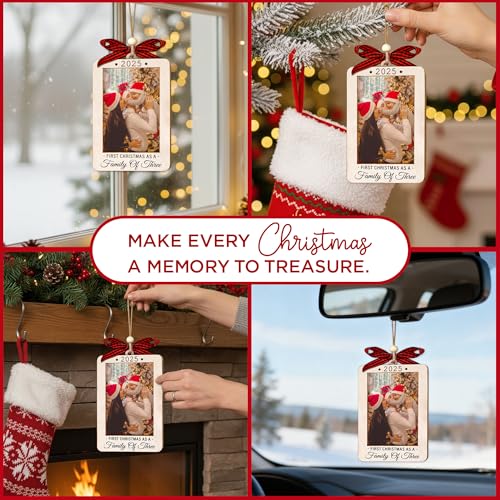 Christmas Ornament Picture Frame - Wooden Landscape Photo Frame for Tree U75225